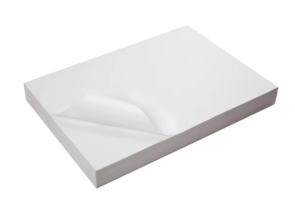 Papel em branco isolado sobre fundo branco — Fotografia de Stock