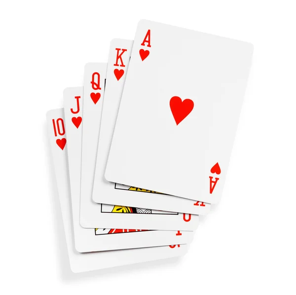 Royal flush. speelkaarten geïsoleerd op een witte achtergrond — Stockfoto