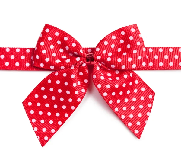 Red ribbon with white polka dots — Stock Photo, Image