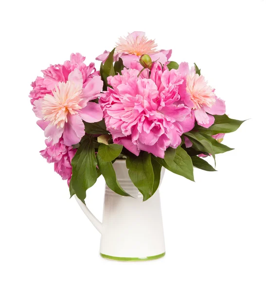 Beautiful bouquet of flowers - peonies. Isolated on white backgr — Stock Photo, Image