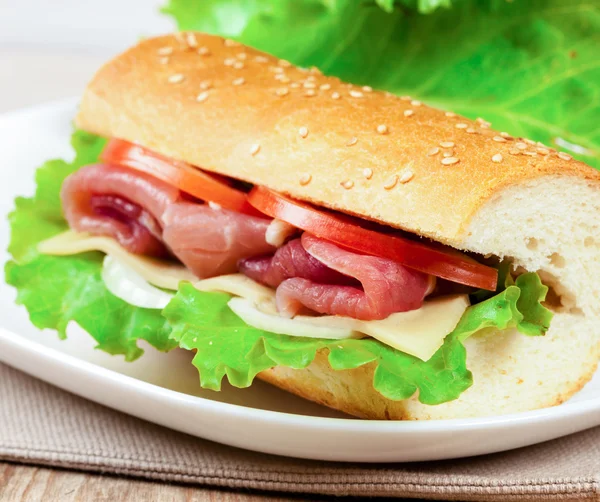 Delicious sandwiches on a plate — Stock Photo, Image