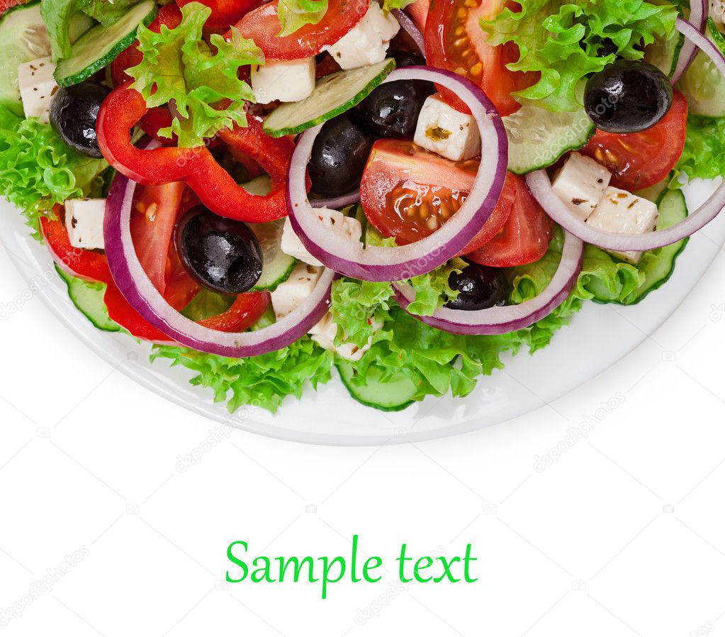 Salad on a plate isolated on white background