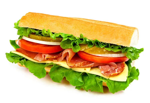 Tasty sandwich isolated on white background — Stock Photo, Image