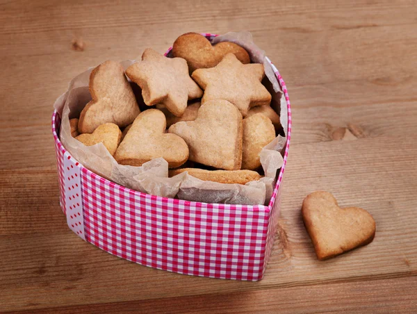 Cookies in the shape of a box of heart on the table — Stock Photo, Image