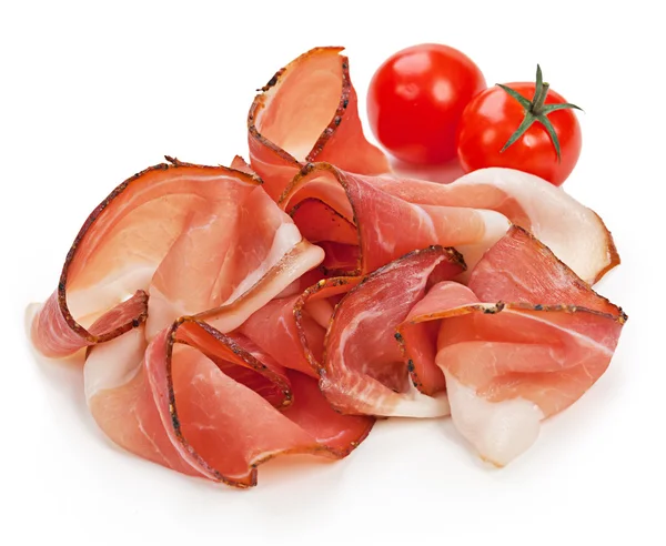 Slices of tasty spanish ham — Stock Photo, Image