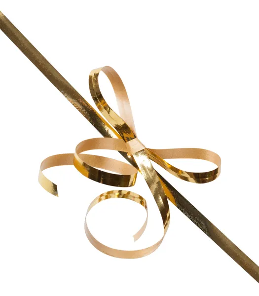 Gold ribbons with bow — Stock Photo, Image