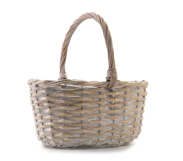 Empty wicker basket isolated on white background. easter concept. — Stock Photo, Image