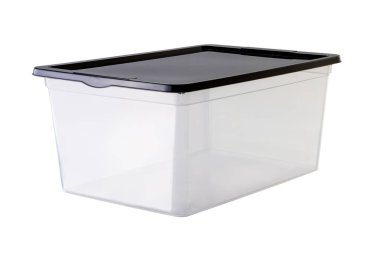 Plastik kutu. depolama konteynırı beyaz arkaplanda izole.