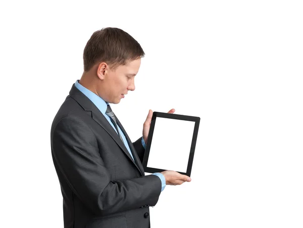 Uomo d'affari che utilizza un tablet pc — Foto Stock