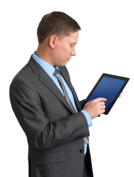 Genç işadamı tablet PC'yi kullanma — Stok fotoğraf