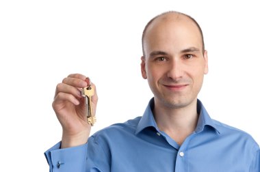 anahtarlarını el ile iş adamı