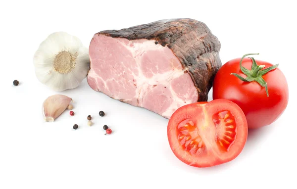 Ham with tomatoes and spices — Stock Photo, Image