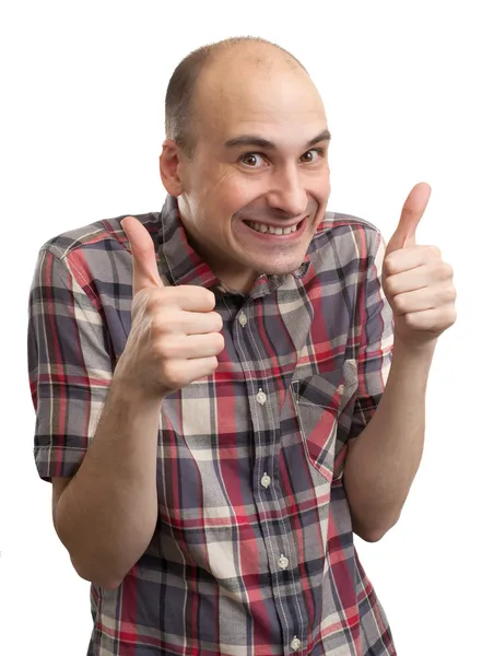 Funny guy showing his thumbs up — Stock Photo, Image