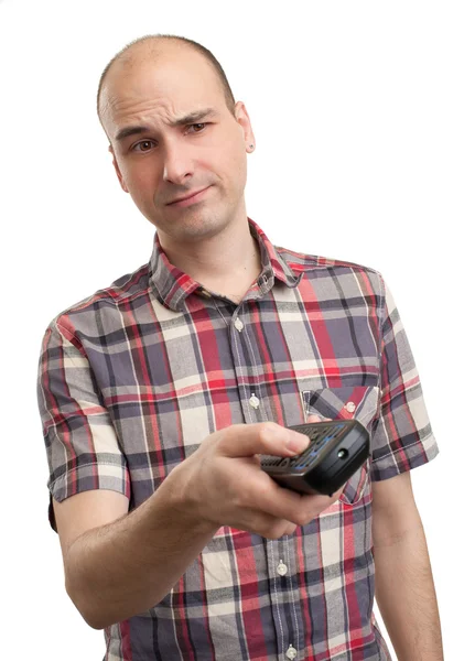 Man with remote control — Stock Photo, Image