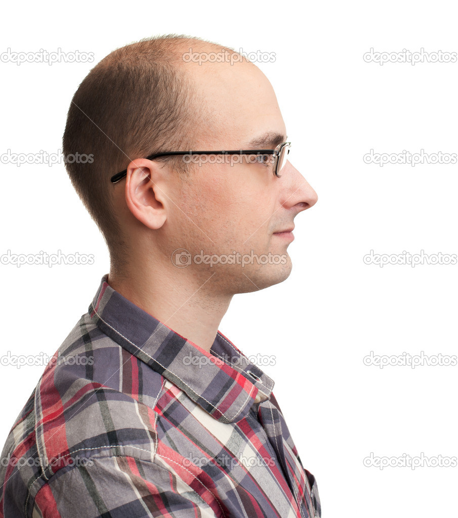Profile view of man with eyeglasses