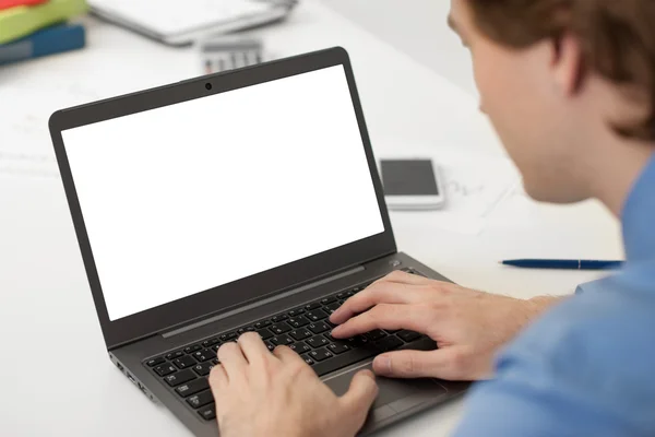 Homem de negócios com laptop — Fotografia de Stock