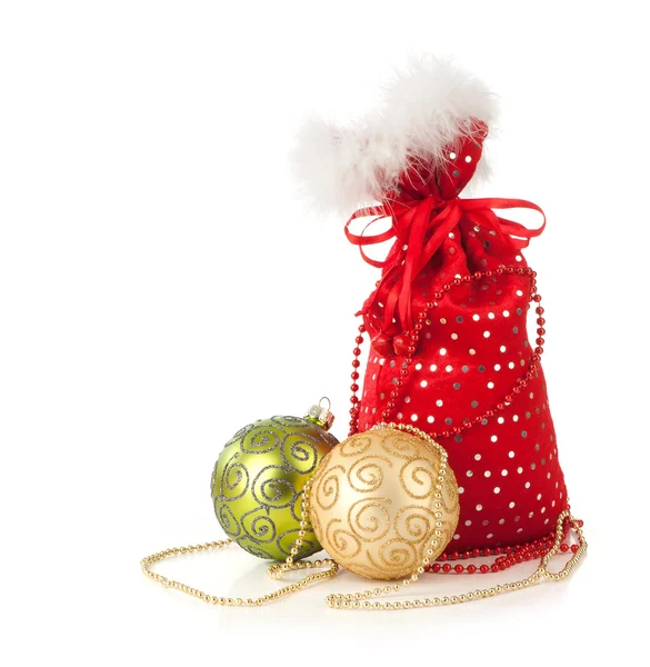 Santa Claus bolsa roja con juguetes de Navidad —  Fotos de Stock