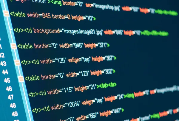 HTML-kod på LCD-skärmen — Stockfoto