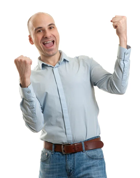 Homem feliz gesto vencedor — Fotografia de Stock