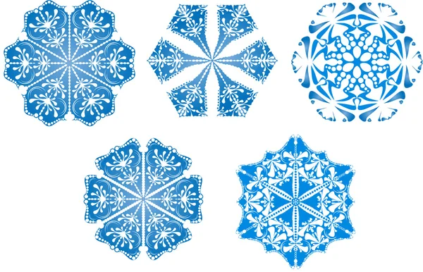 Copos de nieve icono de la colección. Forma vectorial — Vector de stock