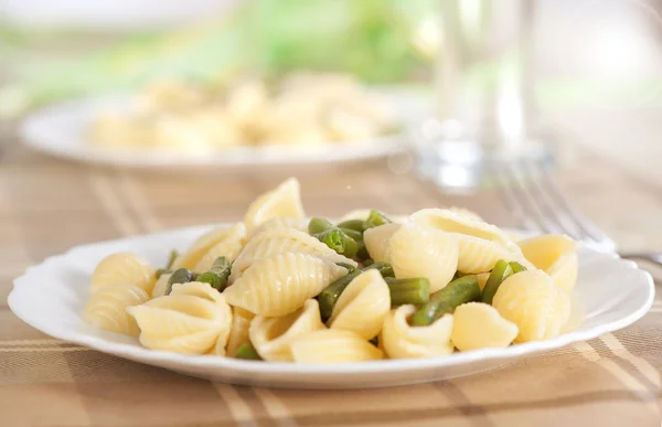 Pasta with green beans — Stock Photo, Image