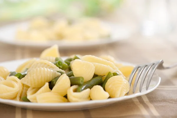 Pasta with green beans — Stock Photo, Image