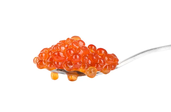 Spoon red caviar isolated on white — Stock Photo, Image