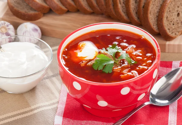 Rode soep borsch — Stockfoto