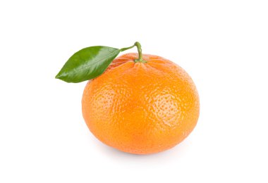 Tangerine with leaf isolated on white background clipart
