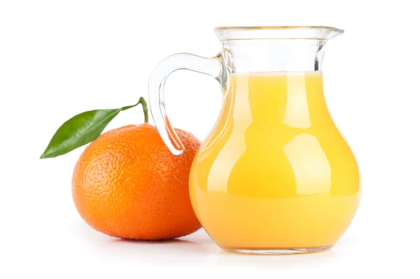 Orange juice in pitcher. Isolated on white background — Stock Photo, Image