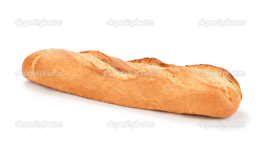 Loaf of French Baguette Bread over white