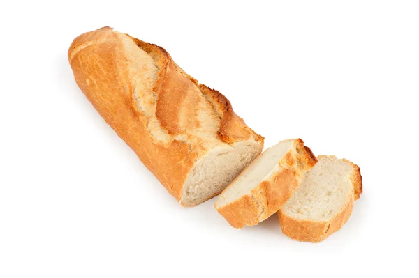Long loaf isolated on white background — Stock Photo, Image