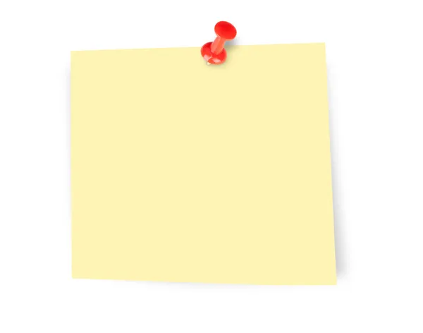 Nota recordatorio amarillo con pin rojo — Foto de Stock