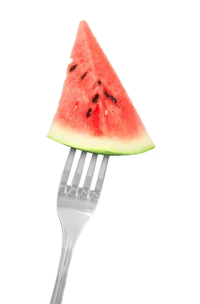 Fork with Watermelon slice — Stock Photo, Image
