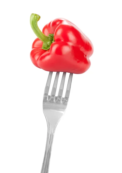 Bell pepper on a fork — Stock Photo, Image