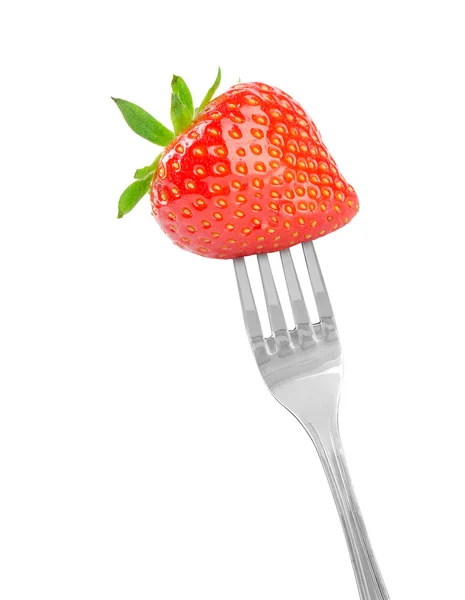 Forks with Fresh strawberry isolated on white — Stock Photo, Image
