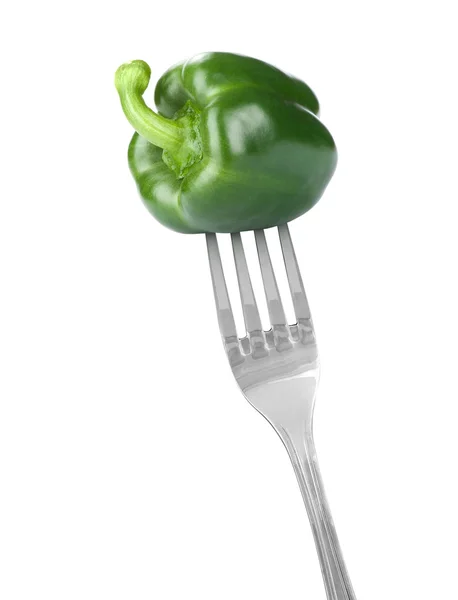 Fork with green bell pepper — Stock Photo, Image