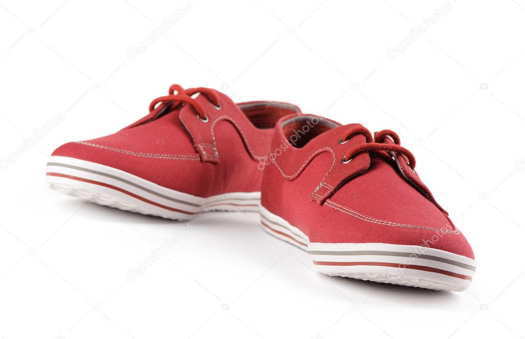 red shoes. Sneakers. Isolated on white