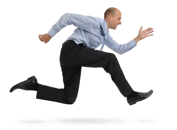 Empresario corriendo aislado sobre fondo blanco — Foto de Stock