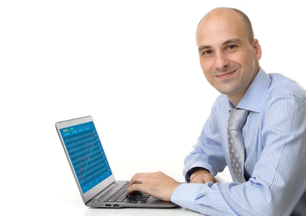 Portrait of young business man with laptop Stock Picture