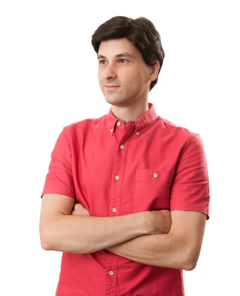 Hombre casual con brazos cruzados aislados sobre fondo blanco —  Fotos de Stock