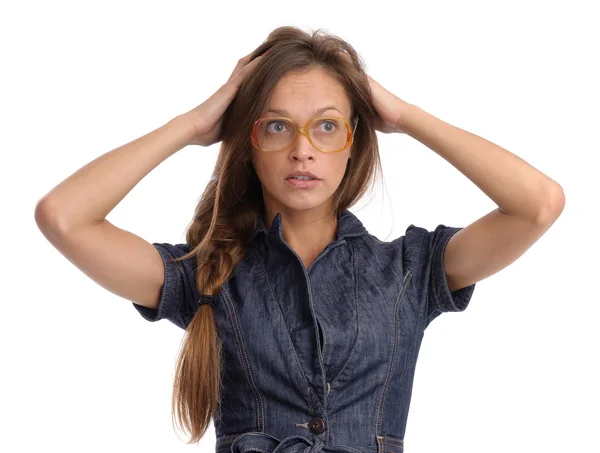 Mujer asustada. — Foto de Stock