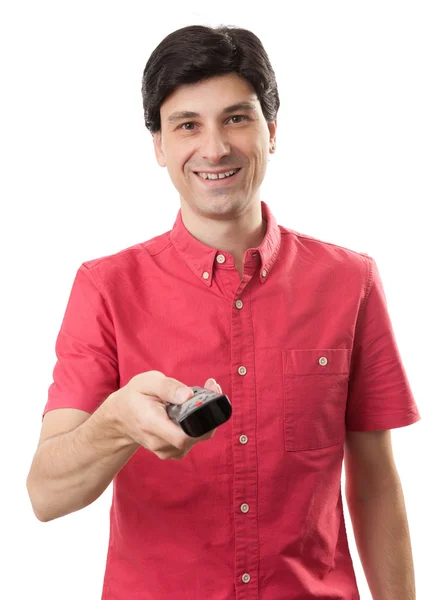 Молодий чоловік з дистанційним керуванням — стокове фото