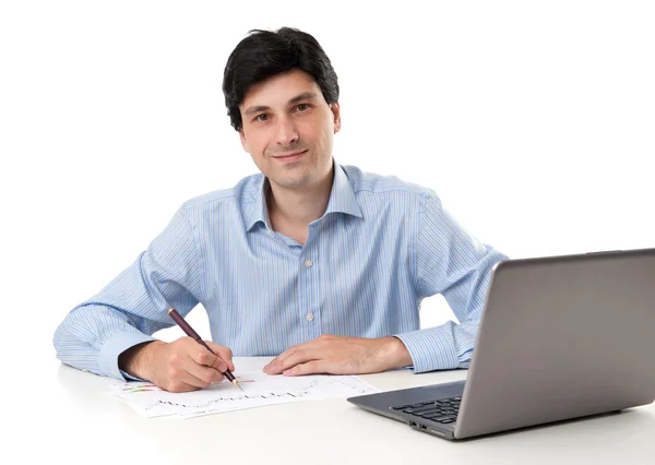 Businessman working on his laptop Stock Photo