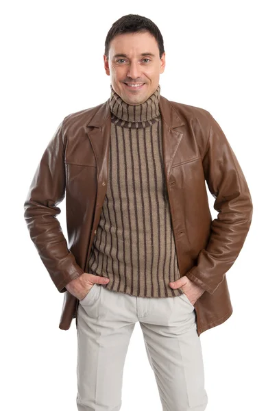Uomo con giacca di pelle — Foto Stock