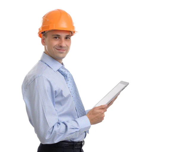 Young male architect wearing helmet — Stock Photo, Image