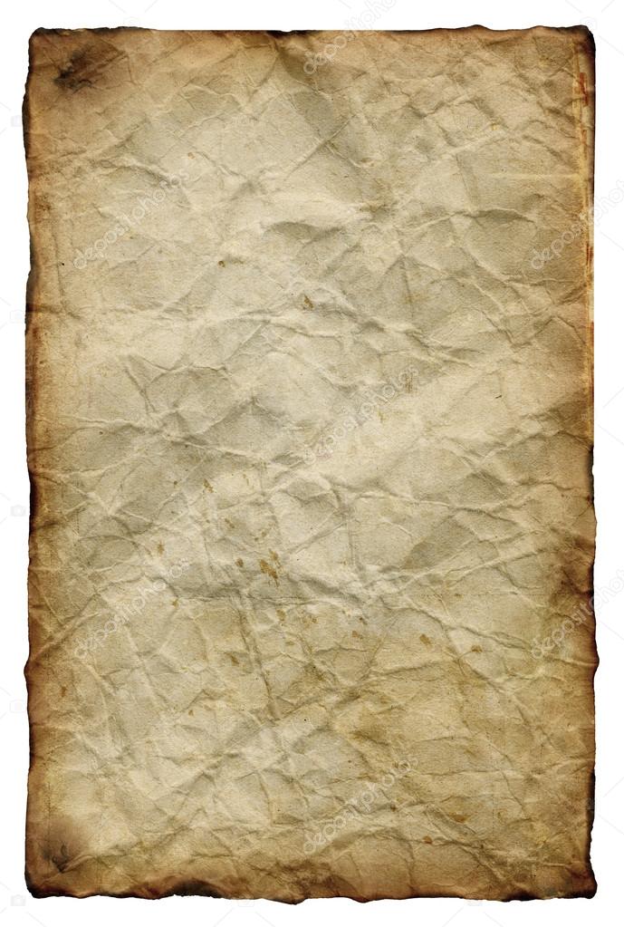 Old yellowed crumpled paper