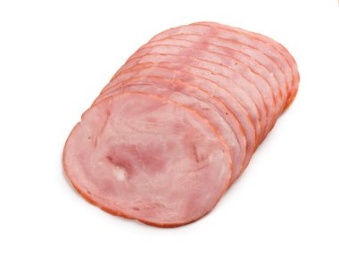 beyaz zemin üzerine taze jambon