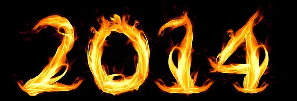 Fiery numbers. Happy New Year 2014 — Stock Photo, Image