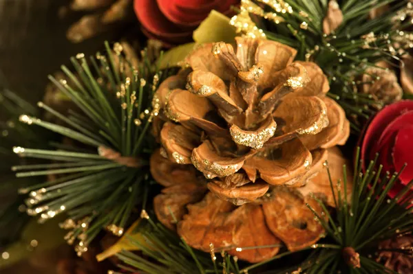 Christmas background with pine cone — Stock Photo, Image